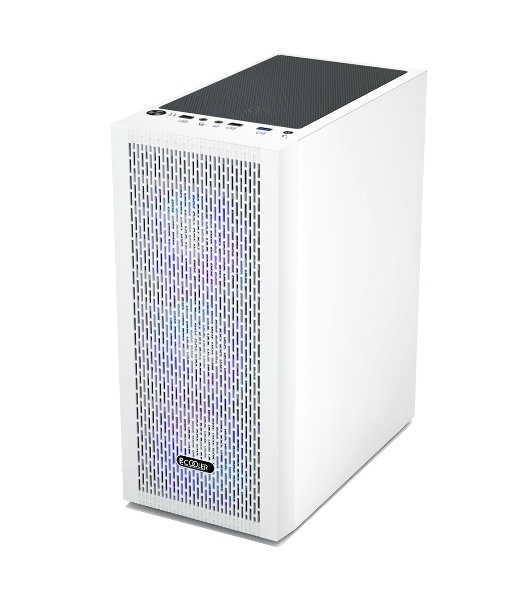 Компьютерный корпус без блока питания PCCOOLER MA100 MESH WH, Mesh Mid Tower, White, TG, 0.4 SPCC, 3x120мм ARGb ATX, mATX, mITX 160/310/180мм 2x2.5', 2x3.5', 7xPCI 1xUSB-A 3.0, 2xUSB-A 2.0 360x200x446mm