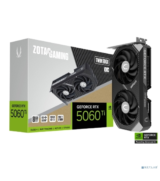 Видеокарта Zotac RTX 5060Ti TWIN EDGE OC 8Gb GDDR7 128bit 3xDP HDMI 2FAN MEDIUM PACK
