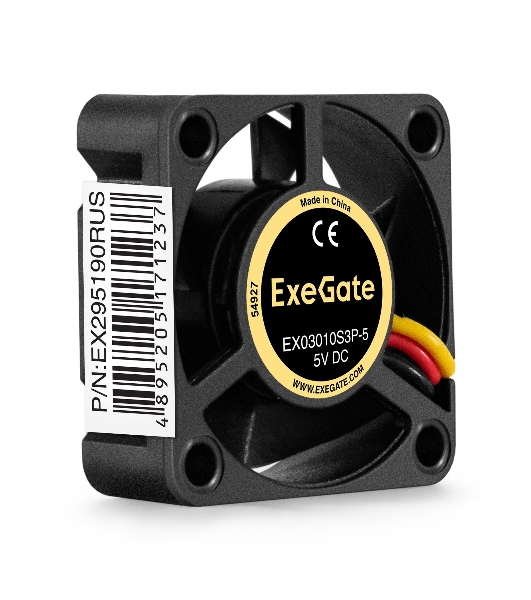 Вентилятор для корпуса ExeGate EX03010S2P-5 черный, 30 мм, 9000 об/мин, 25 дБ, 3 pin