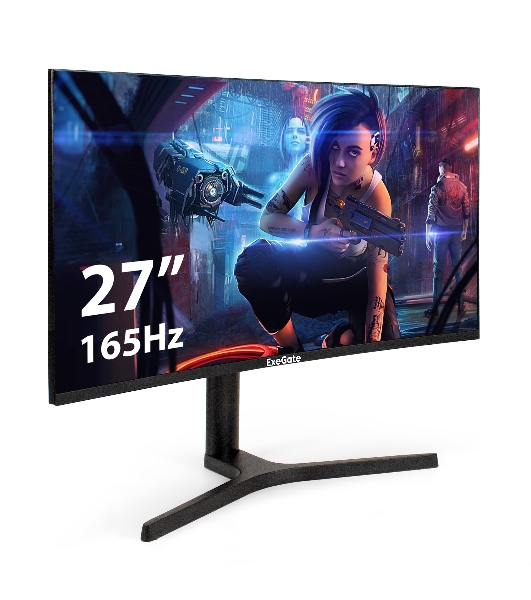 Монитор 27' ExeGate Combat EV2707C VA 1920x1080, 165 Гц, 1 мс, 16:9, 250 кд/м2, 1xHDMI, 1xDP, USB, 1x3.5 мм, черный