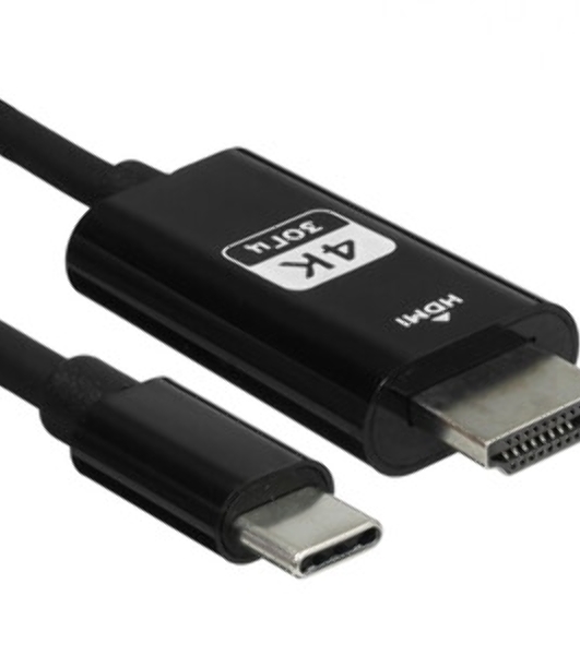 Кабель-переходник с Type-C на HDMI Гарнизон GCC-A-CM-HDMI-1.8M, v1.4, 1.8м, черный, пакет