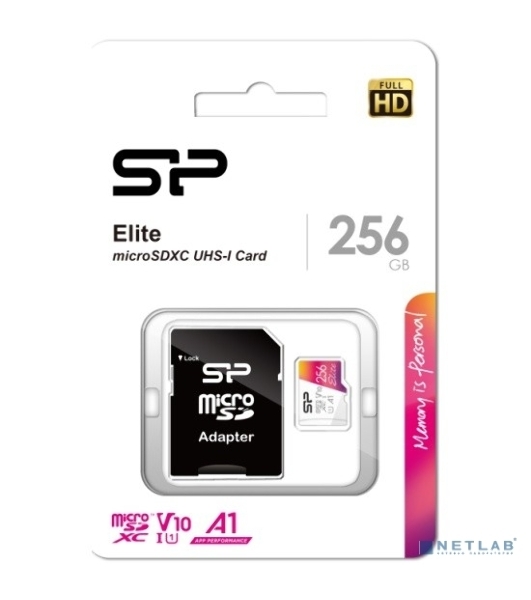 Флеш карта microSD 256Gb Silicon Power Elite A1 microSDXC Class 10 UHS-I U3 100 Mb/s (SD адаптер)