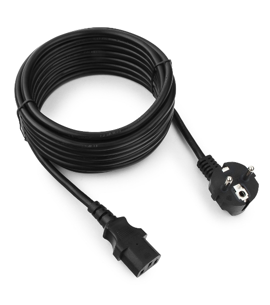 Кабель питания Cablexpert PC-186-1-5M, 5м, Schuko- C13, 3x1кв.мм, черный, с заземлением, пакет