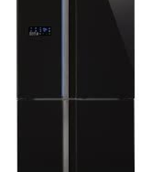 Холодильник Sharp SJ-FS97VBK черное стекло трехкамерный 393/207 л морозилка снизу