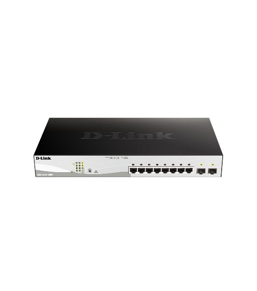 Коммутатор D-Link DGS-1210-10MP/F1A, 8×1 Гбит/с + 2×1 Гбит/с SFP, настраиваемый