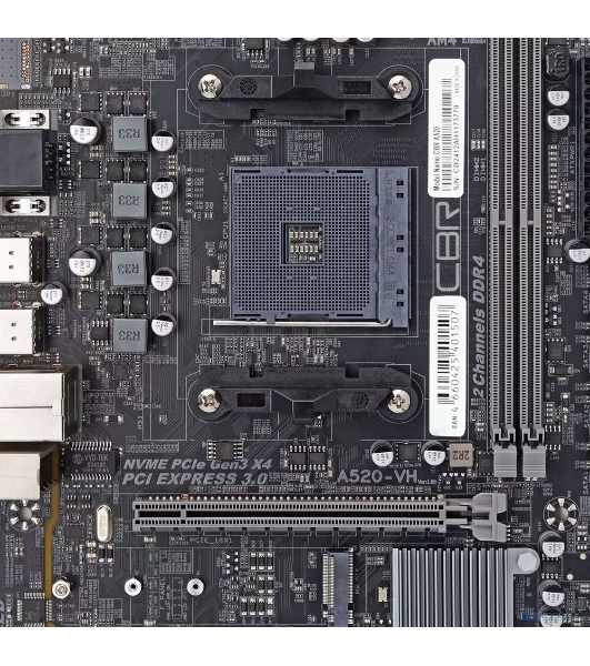 Материнская плата CBR A520, AM4, AMD A520, 2xDDR4, 4xSATA, 1xM.2, 1xPCIe x16, 1xPCIe x1, 1xVGA, 1xHDMI, 1x1Gb LAN, 2xUSB 2.0, 4xUSB 3.0, 5.1, mATX