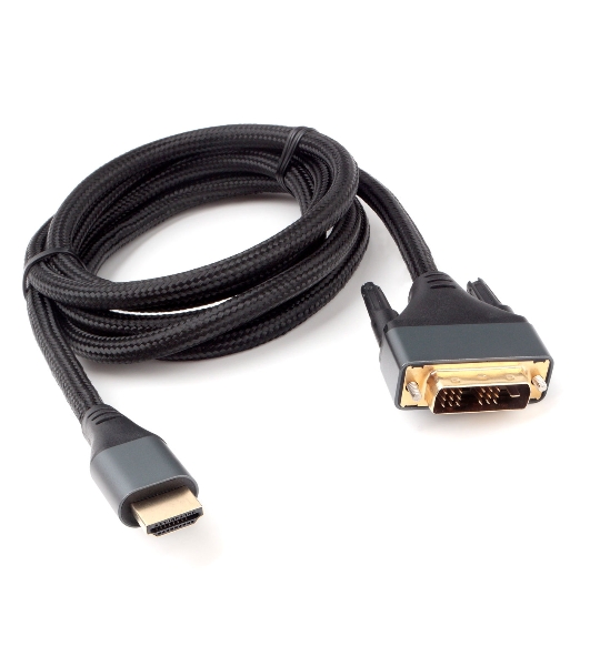 Кабель HDMI-DVI Cablexpert CC-HDMI-DVI-4K-6, 19M/19M, single link, 4K, медь, нейлоновая оплетка, метал.разъемы, 1.8м, черный, коробка