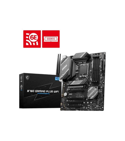 Материнская плата MSI B760 GAMING PLUS WIFI, LGA 1700, Intel B760, 4xDDR5, 4xSATA, 2xM.2, 1xPCI-E 4.0 x16, 3xPCI-E 3.0 x1, 1xDP, 1xHDMI, 1x 2.5Gb LAN, 2xUSB-A 3.2 Gen 2, 4xUSB 2.0, 5x3.5 мм, 7.1, Standard-ATX
