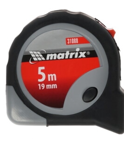 Рулетка Matrix continuous fixation 5мх19мм обрезиненный корпус плавная фиксация