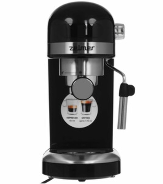 Кофеварка рожковая Zelmer EXPRESSO ZCM7295 черный, исп. кофе - молотый/чалды, 1.4 л, 1350 Вт, 20 бар
