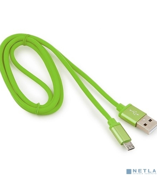 Кабель USB2.0 Cablexpert CC-S-mUSB01Gn-1M, AM/microB, серия Silver, 1м, зеленый, блистер