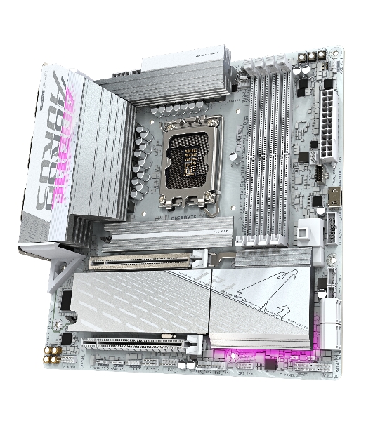 Материнская плата Gigabyte B860M AORUS ELITE WIFI6E ICE, LGA1851, Intel B860, 4xDDR5, 4xSATA, 3xM.2, 1xPCIe 5.0 x16, 1xPCIe 4.0 x4, 1xDP, 2xHDMI, 1x2.5Gb LAN, Wi-Fi 6E, Bluetooth 5.3, 2xUSB-A 10Gbps (Gen2), 4xUSB-A 5Gbps, 4xUSB-A 2.0, 1xUSB-C 20Gbps (USB4), 2x3.5 мм, 7.1, mATX