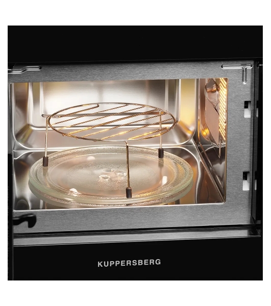 Встраиваемая микроволновая печь Kuppersberg HMW 620 B, объем 20 л, мощность 700 Вт, поворотный стол, High-Tech, 9 автоматических программ, гриль, сенсорное управление, черный