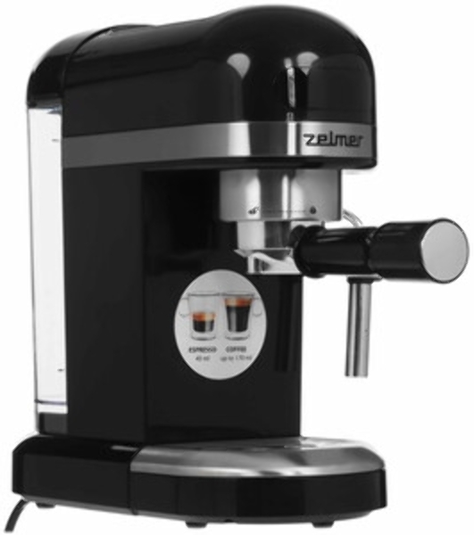 Кофеварка рожковая Zelmer EXPRESSO ZCM7295 черный, исп. кофе - молотый/чалды, 1.4 л, 1350 Вт, 20 бар