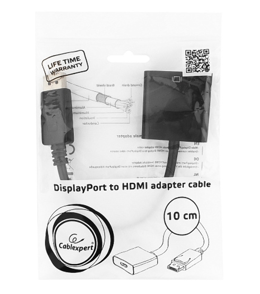 Переходник DisplayPort - HDMI Cablexpert A-DPM-HDMIF-002, 20M/19F, пакет