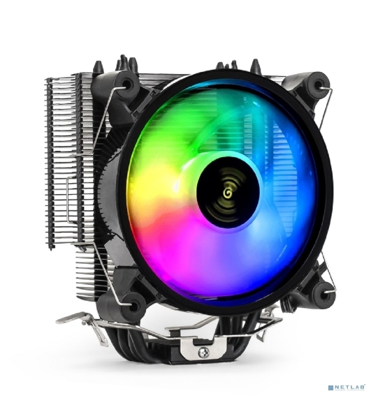 Кулер для процессора ExeGate Dark Magic EXX400V2-PWM.RGb серебристый, 120 мм, алюминий/медь, 2100 об/мин, 24 дБ, 4 pin, 140 Вт, 155 мм