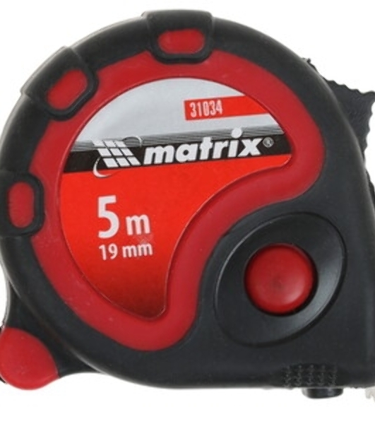 Рулетка Matrix Neon, 5 м x 25 мм, обрезиненный корпус, 3 фиксации, PRO