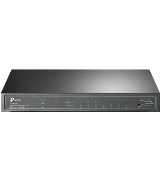 Коммутатор TP-Link JetStream 8-Port Gigabit Smart Switch with 4-Port PoE+, 4× Gigabit PoE+ Ports, 802.3at/af, 62 W PoE Power, Desktop Steel CaseIntegration with Omada SDN Controller, 802.1Q VLAN, STP/RSTP/MSTP, IGMP Snooping, 802.1p/DSCP QoS, ACL, 802.1x, Radius/Tac