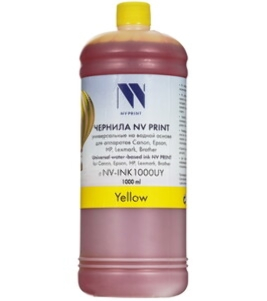 Чернила NVPrint универсальные на водной основе NV-INK1000UY для аппаратов Сanon/Epson/НР/Lexmark (1000 мл) Yellow