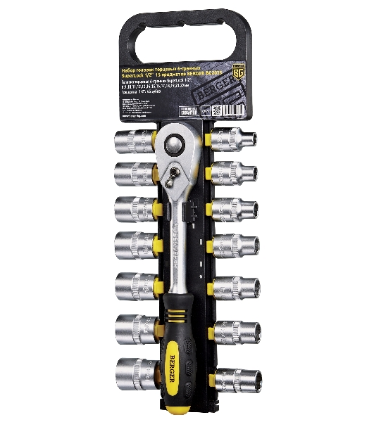 Набор головок BERGER BG2035 торцевых 1/2'' superlock 15предметов