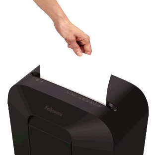 Шредер Fellowes PowerShred LX50 черный (секр.P-4)/перекрестный/9лист./17лтр./скрепки/скобы/пл.карты