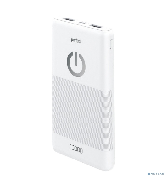 Портативный аккумулятор Perfeo 10000 mAh + Micro usb/In Micro usb/Out USB 1 А, 2.1A/белый (PF_B4297)