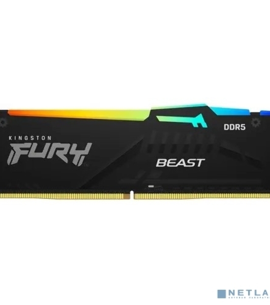 Оперативная память Kingston Fury Beast, DDR5, 32Gb (1x32Gb), 5200MHz, CL40, DIMM, с радиаторами, RGB, черный