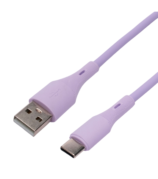 Кабель USB2.0 Cablexpert CC-USB2S-AMCM-1M-V AM/Type-C, 3А, 18Вт, QC3.0, силиконовый, медь, 1м, фиолетовый, пакет