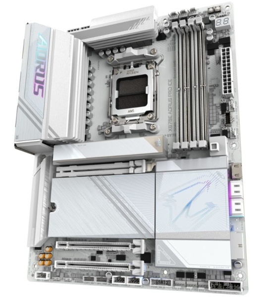 Материнская плата Gigabyte X870E AORUS PRO ICE, AM5, AMD X870E, 4xDDR5, 4xSATA, 4xM.2, 1xPCI-E 5.0 x16, 1xPCI-E 4.0 x4, 1xPCI-E 3.0 x4, 1xHDMI, 2xUSB-C, 1x 2.5Gb LAN, 2xUSB-A 3.2 Gen 2, 3xUSB-A 3.2 Gen 1, 2xUSB-A 2.0, 2x3.5 мм, TOSLINK, 7.1, 2xUSB4, 4xUSB-A 3.2 Gen 1, ATX