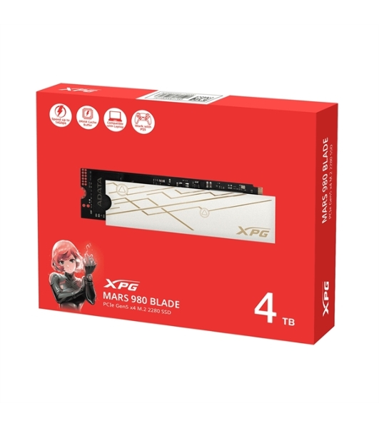 Накопитель SSD ADATA XPG MARS 980 BLADE, 4Tb, PCIe 5.0 x4, M.2 2280, NVMe, R/W 14000/13000 3D-NAND