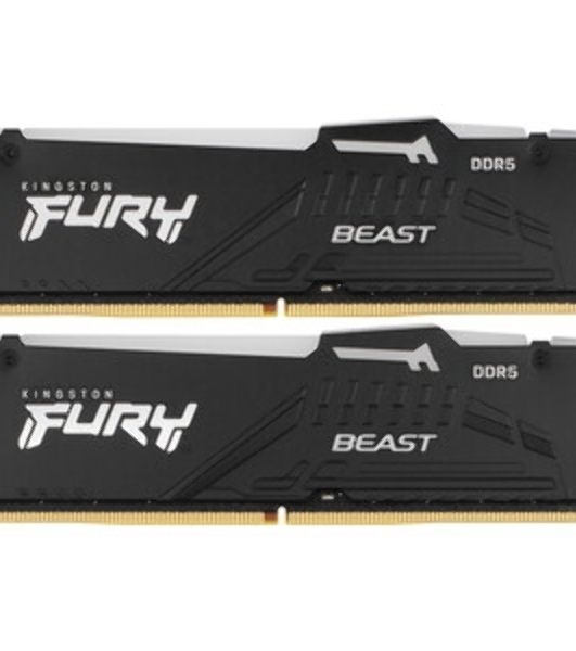 Оперативная память Kingston Fury Beast, DDR5, 64Gb (2x32GB), 5600MHz, CL36, DIMM, радиатор, RGb, черный