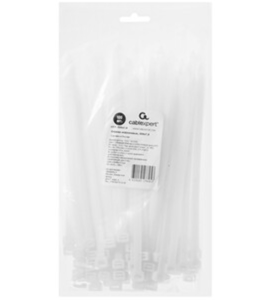 Стяжки Cablexpert NYT-200x7.6 пластиковые 200 мм х 7.6 мм, белые (100 шт.)