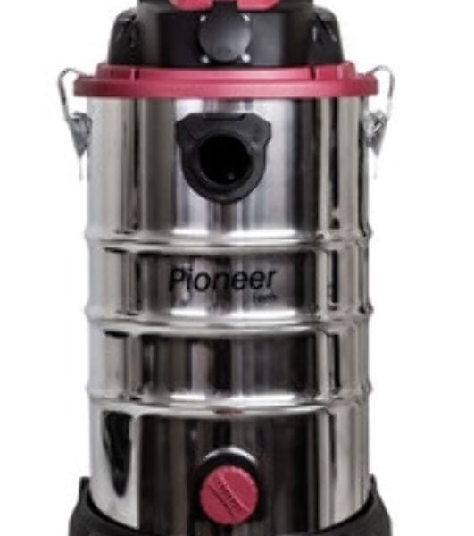 Строительный пылесос Pioneer VC299C серебристый с красным, 1600 Вт, уборка сухая/влажная/выдув, пылесборник бак, 30 л