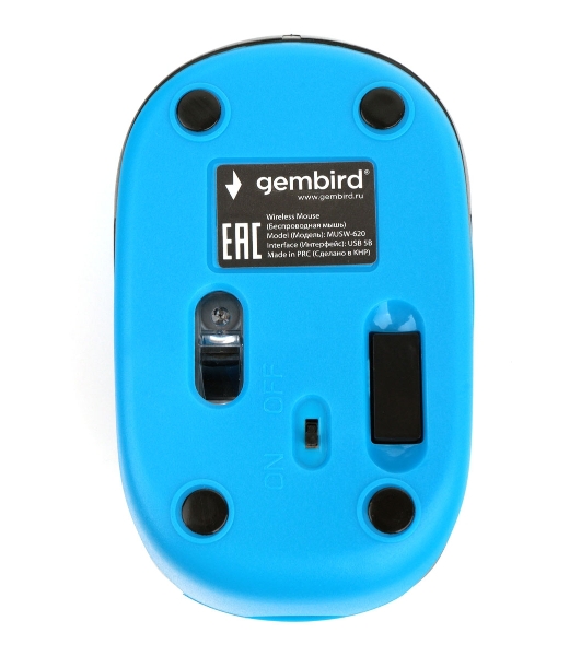 Мышь беспроводная Gembird MUSW-620 синий, 1200 dpi, радиоканал, USB, кнопки - 3