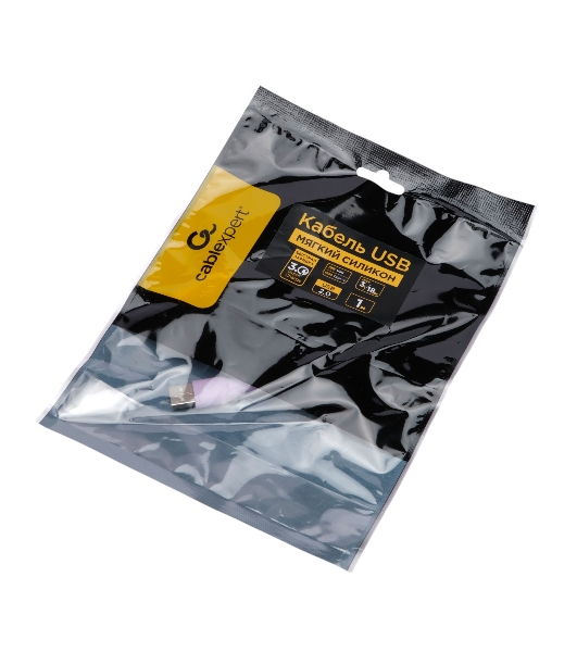 Кабель USB2.0 Cablexpert CC-USB2S-AMCM-1M-V AM/Type-C, 3А, 18Вт, QC3.0, силиконовый, медь, 1м, фиолетовый, пакет