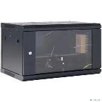 Шкаф коммутационный Rexant настенный 6U 600x600 мм пер. дв. стекл черный, фото 1