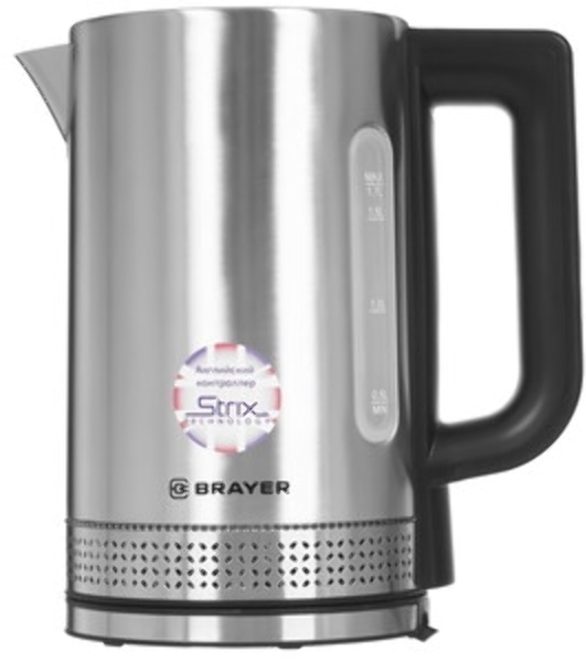 Чайник электрический BRAYER BR1060 2200 Вт, 1.7 л, стальной/черный
