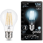 Лампа cветодиодная Gauss Filament А60 12W 1250lm 4100К Е27 LED 1/10/40, фото7