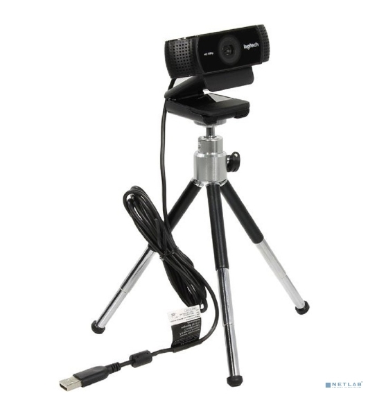Веб-камера Logitech C922 Pro Stream 1920x1080, 30 кадр/с, USB Type-A, микрофон (2 шт, шумоподавление), автоматическая фокусировка, автоосвещение, универсальное крепление