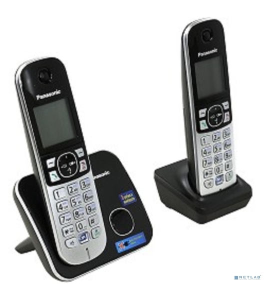 Телефон беспроводной (DECT) Panasonic KX-TG6812RU черный (труб. в компл.:2шт) АОН