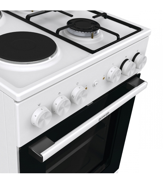 Плита комбинированная Gorenje GK5A12WG белый, конфорок 2 газовых и 2 электрических, духовка 68 л, 50 см x 85 см x 59.4 см