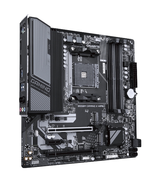 Материнская плата Gigabyte B550M GAMING X WIFI6, AM4, AMD B550, 4xDDR4, 4xSATA, 2xM.2, 1xPCIe 4.0 x16, 1xPCIe 3.0 x4, 1xPCIe 3.0 x1, 1xDP, 1xHDMI, 1x1Gb LAN, Wi-Fi 6, Bluetooth 5.3, 4xUSB-A 5Gbps, 2xUSB-A 2.0, 3x3.5 мм, 7.1, mATX