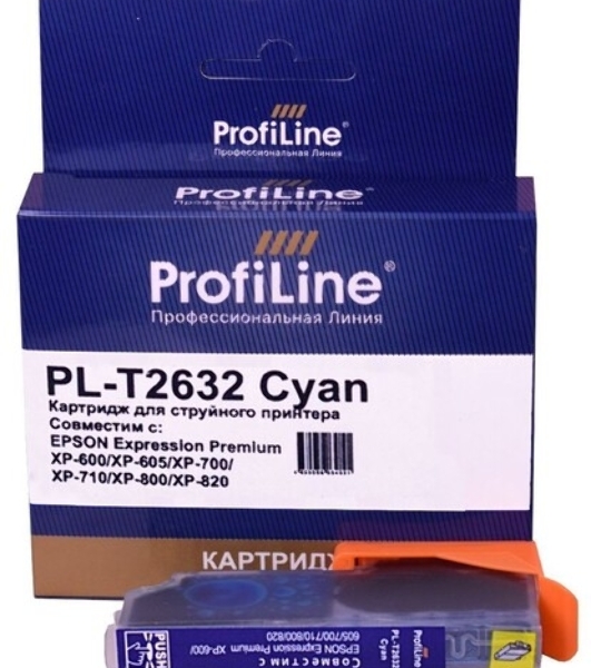 Картридж струйный ProfiLine PL-T2632 для принтеров Epson Expression Premium XP-600/XP-605/XP-700/XP-710/XP-800/XP-820 с чернилами Cyan
