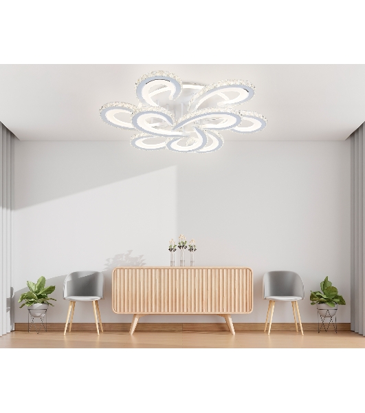 Потолочный светодиодный светильник Ambrella light FA1704/6+3 WH/CH белый/хром 255W 3000K-6400K 610*610*130 (ПДУ РАДИО 2.4G)