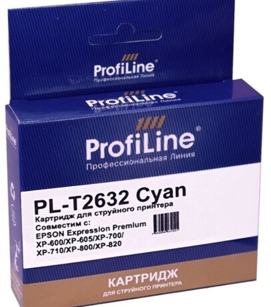 Картридж струйный ProfiLine PL-T2632 для принтеров Epson Expression Premium XP-600/XP-605/XP-700/XP-710/XP-800/XP-820 с чернилами Cyan
