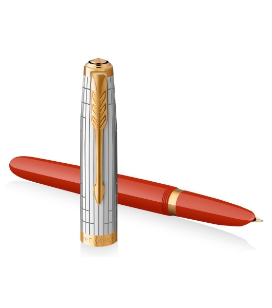 Ручка перьевая Parker 51 Premium (CW2169071) Red Rage GT, F, сталь нержавеющая, подарочная коробка
