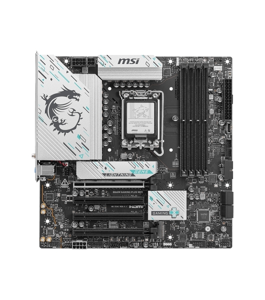 Материнская плата MSI B860M GAMING PLUS WIFI, LGA 1851, Intel B860, 4xDDR5, 4xSATA, 3xM.2, 1xPCIe 4.0 x4, 1xPCIe 5.0 x16, 1xDP, 1xHDMI, 1xUSB-C, 1x 5Gb LAN, 3xUSB-A 2.0, 2xUSB-A 3.2 Gen 1, 1xUSB 3.2 Gen 2, 7.1, 3x3.5 мм, mATX