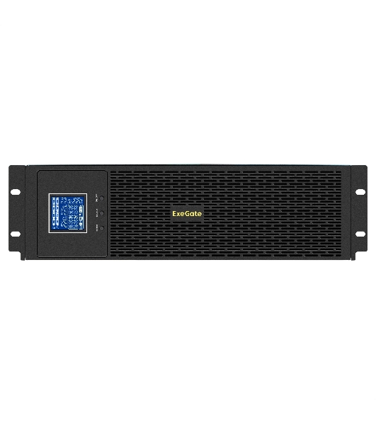 Источник бесперебойного питания Pure Sine Wave ExeGate SinePower UHB-5000.LCD.AVR.6C13.RJ.USB.3U (5000VA/4000W, LCD, AVR, 6*C13, RJ45/11, USB, возможность подключения до десяти внешних батарейных блоков 48В (поставляются отдельно), Rackmount 3U/Tower, металлический корпус, черный)