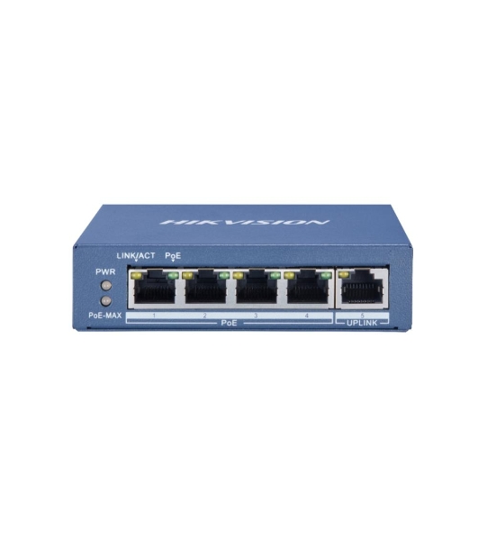 Коммутатор Hikvision DS-3E0505P-E 1x100Mb 4G 4PoE+ 60W неуправляемый
