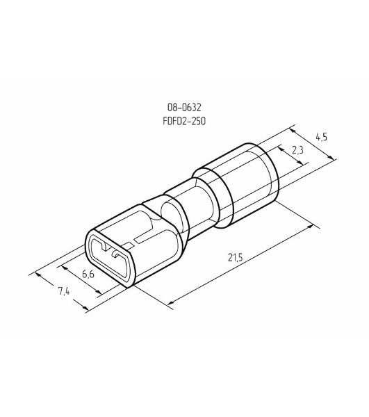 Клемма плоская Rexant полностью изолированная гнездо 6.6 мм 1.5-2.5 мм² (РППи-м 2.5-(6.3))